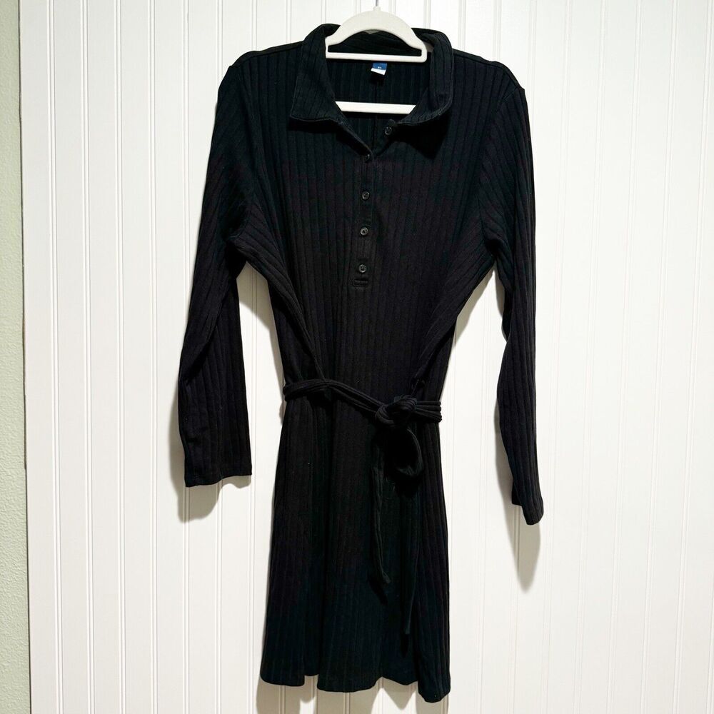 Old Navy Black Ribbed Knit Collared Dress Size XL